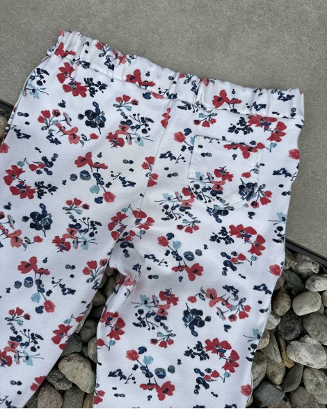 Legíny dětské Petit Bateau bílé s květinkami